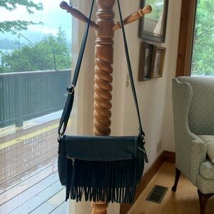 NOATD pre worn black purse, super fringed black shoulder bag